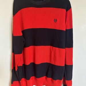 Chaps Orange and Navy Striped Knit Sweater